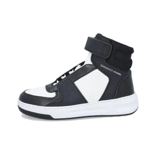 ARMANI EXCHANGE Skateboard Shoes Men High-Top Black/White