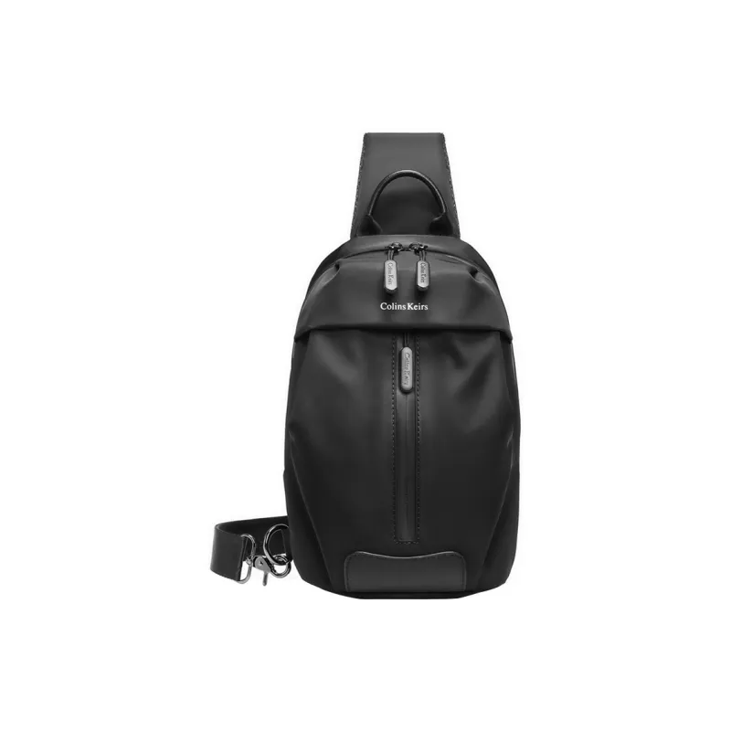 COLINS KEIRS Nylon Fabric Backpack Shoulder Bag Crossbody Bag Sling Bag Medium Size Unisex Black-2