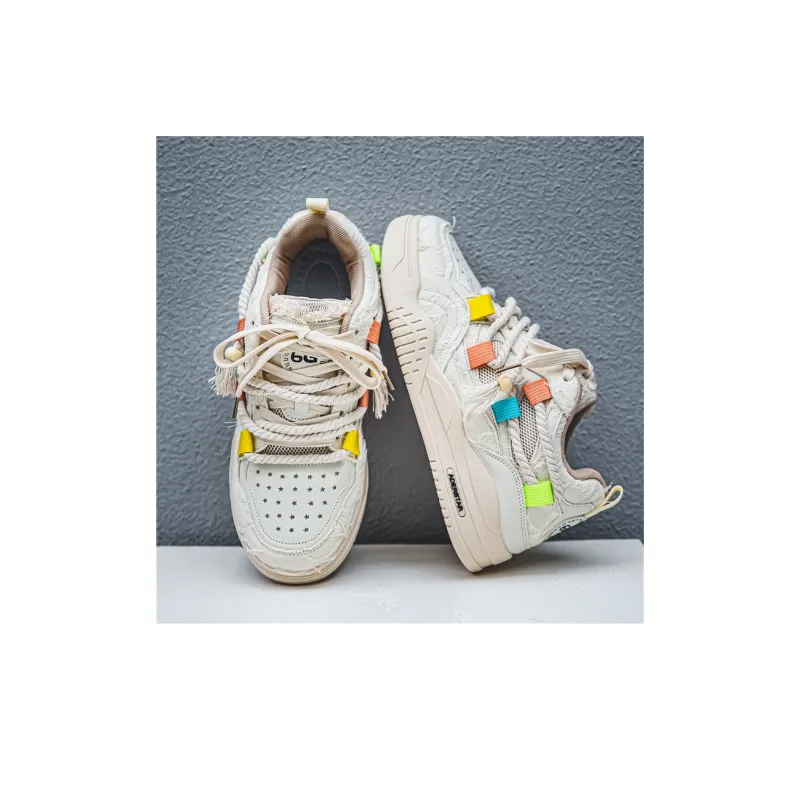 ADERSTAR Slip Resistant Low Top Skateboard Shoes Men's Beige-4