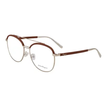 FERRAGAMO Metal Aviator Eyeglass Frames Women's Gold