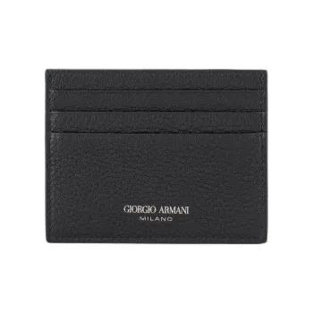 AMANI Cow Leather Card Holder Men's Black