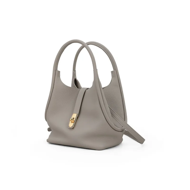 PIERRE CARDIN Versatile Commute Women's Bag Fashion Genuine Leather One Shoulder Handbag Women's Ecru/Black/Brown-19