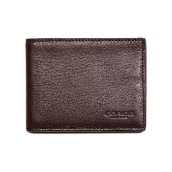 COACH Billfold Wallet Leather Coin Purses Wallets Unisex Mahogany Brown