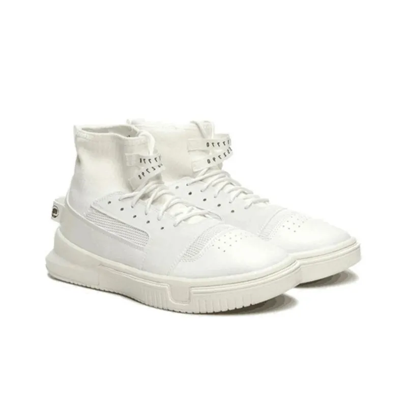 LiNing Cool Tide High Top Vintage Basketball Shoes Men's White-3