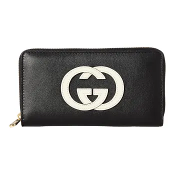 GUCCI Leather Wallet Unisex Black/Mythical White