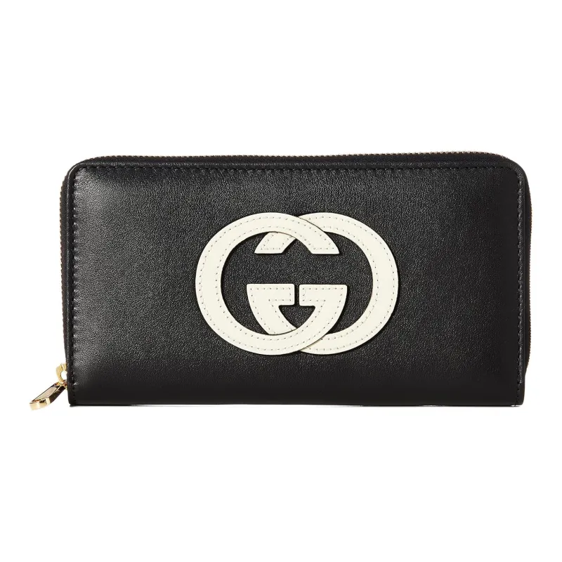 GUCCI Leather Wallet Unisex Black/Mythical White-0