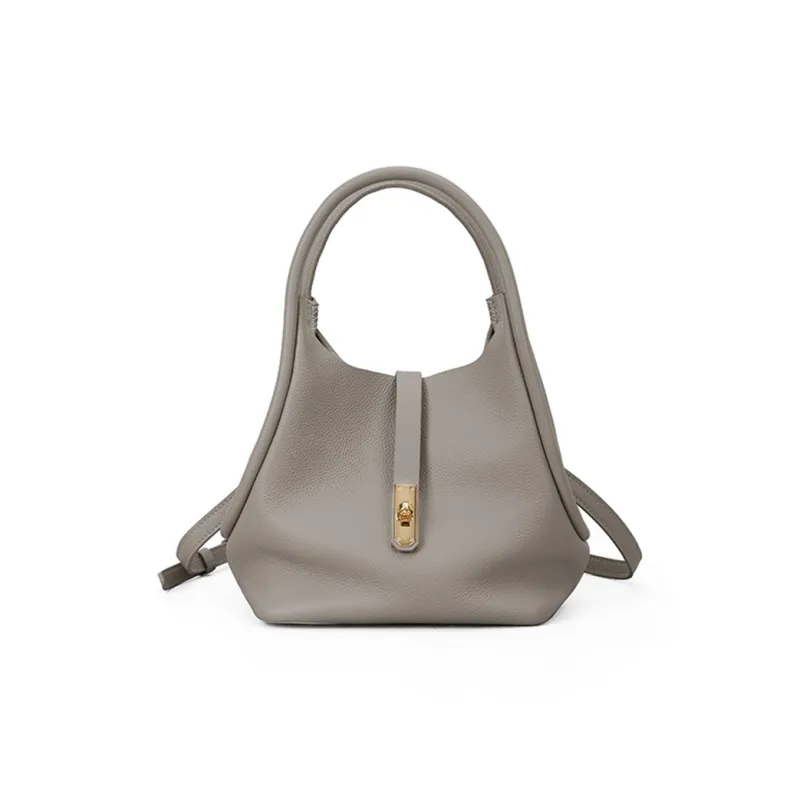 PIERRE CARDIN Versatile Commute Women's Bag Fashion Genuine Leather One Shoulder Handbag Women's Ecru/Black/Brown-17