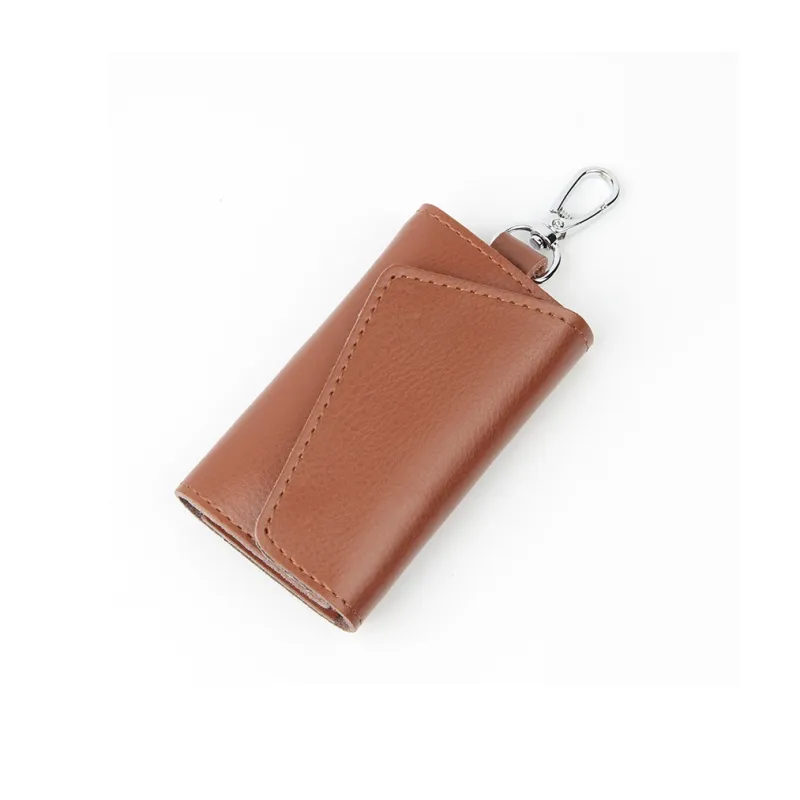 OUZIHUANG Cow Leather Key Pouch Mini Unisex Black/Purple/Red/Caramel-7