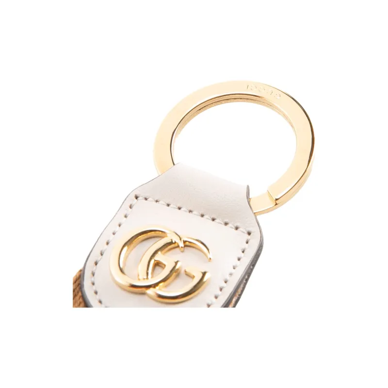 GUCCI Ophidia Canvas With Leather Key Ring Bag Accessories Unisex Beige-3