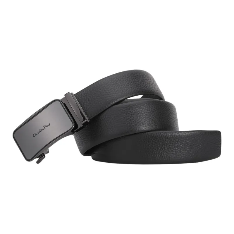 Chrisdien Deny High Quality Wear Resistant Business Automatic Buckle Belt Men's Black Width  3.5cm-1