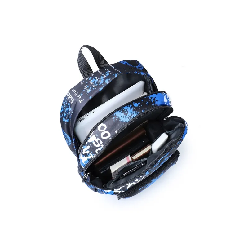FIDO DIDO Nylon Fabric Travel Bag Backpack Regular Unisex Blue-10