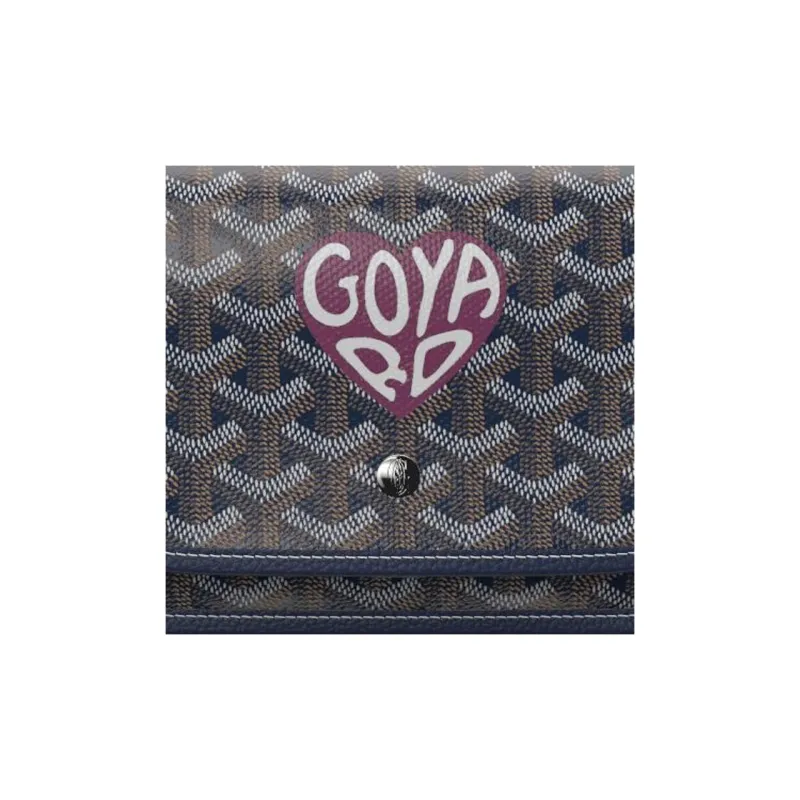 GOYARD Canvas With Leather Envelope Bag Crossbody Bag Shoulder Bag Unisex Dark Blue & Wine Red Small Heart-5