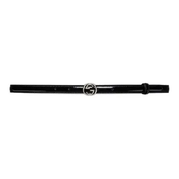 GUCCI Patent Leather Belts Women's Black 1.2CM