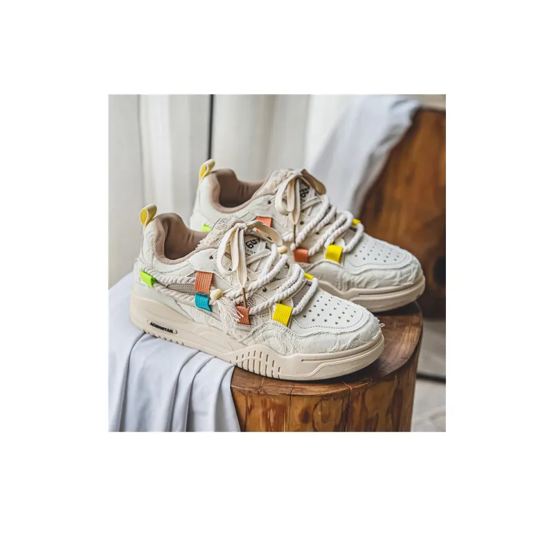 ADERSTAR Slip Resistant Low Top Skateboard Shoes Men's Beige-1