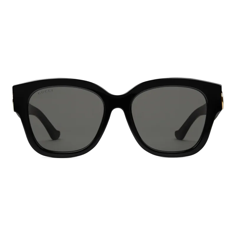 GUCCI Acetate Irregular Shape Sunglasses Women's Black-0