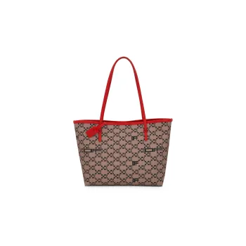 OFF WHITE Polyester Tote Bag Shopping Bag Handbag Women's Brown & Black
