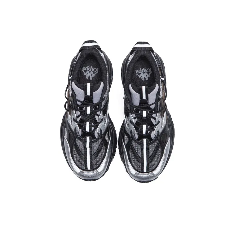 Kappa Cushioning Low Top Chunky Sneakers Unisex Black Silver-3