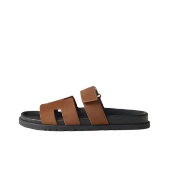 HERMES Chypre Rubber Sole Slide Slippers Men's Umber