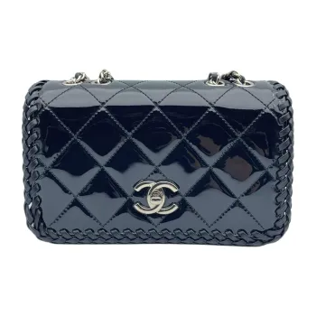 CHANEL Patent Leather Flap Bag, Crossbody Bag, Shoulder Bag Small Size Women's Black