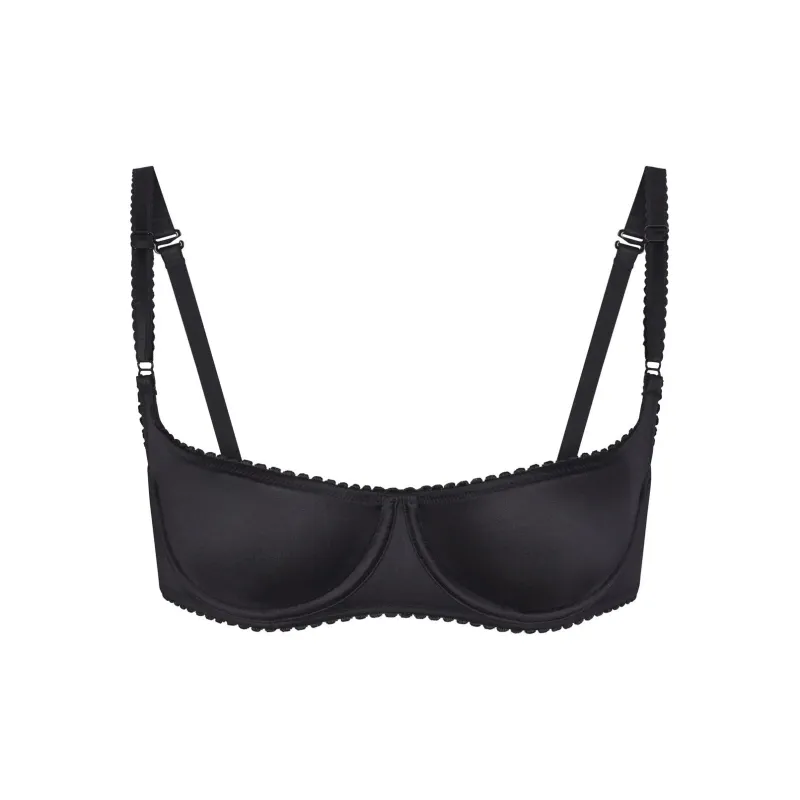 SKIMS STRETCH SATIN MEDALLION UNLINED SCOOP BRA Bra Women's ONYX/Onyx-1