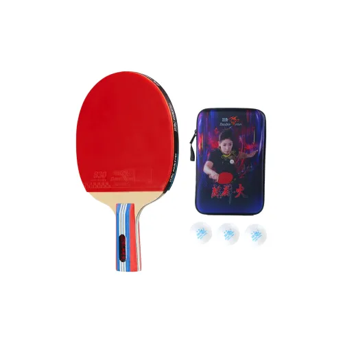 DOUBLEFISH Qilin Style Ping Pong Paddles Unisex Pure Wood Red