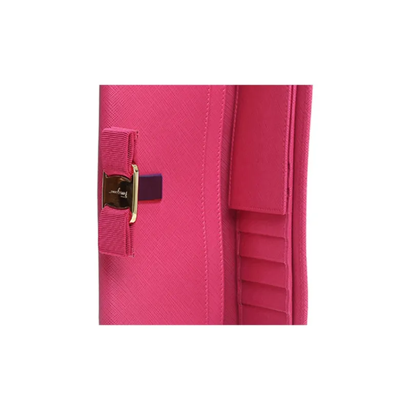 FERRAGAMO Cow Leather Money Clip Clutch Wallet Women's Rose Red-4