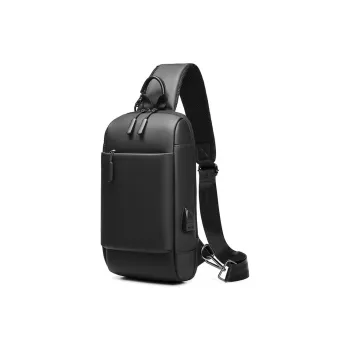 PULUWIRR PU Sling Bag Regular Unisex Black/Gray/Blue