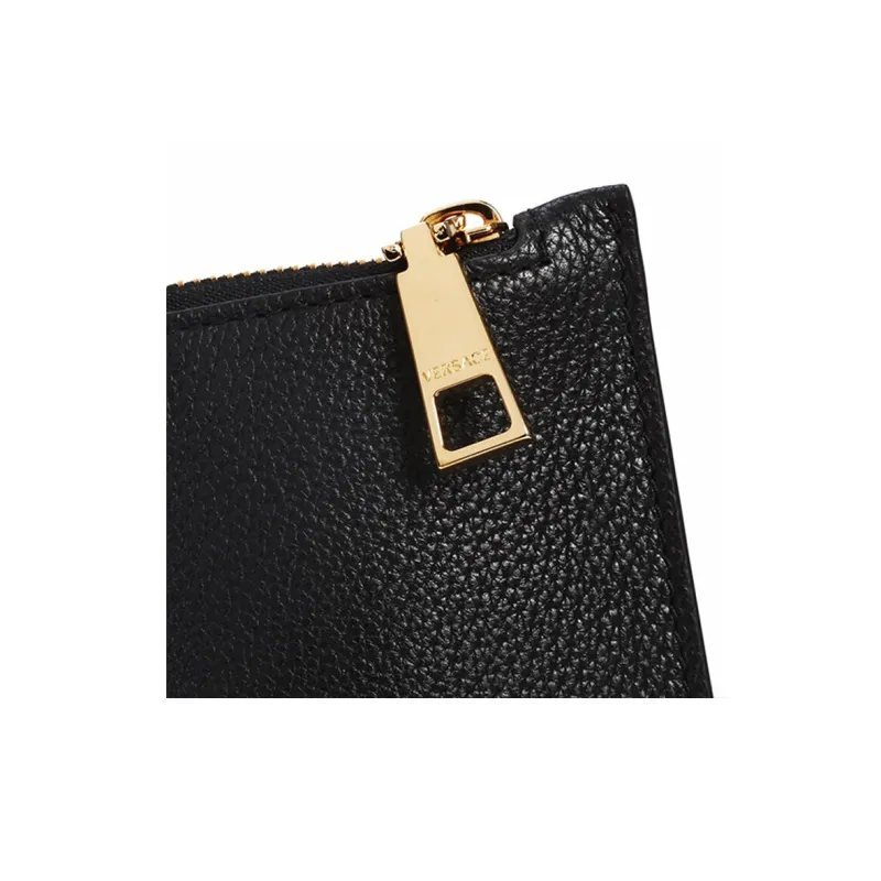 VERSACE Leather Coin Purse, Clutch Men's Black-4