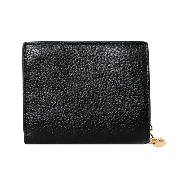 COACH Snap Wallet Pebbled Leather Coin Pocket Card Holder, Wallet Women's Gold/Black-2
