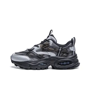 Kappa Cushioning Low Top Chunky Sneakers Unisex Black Silver