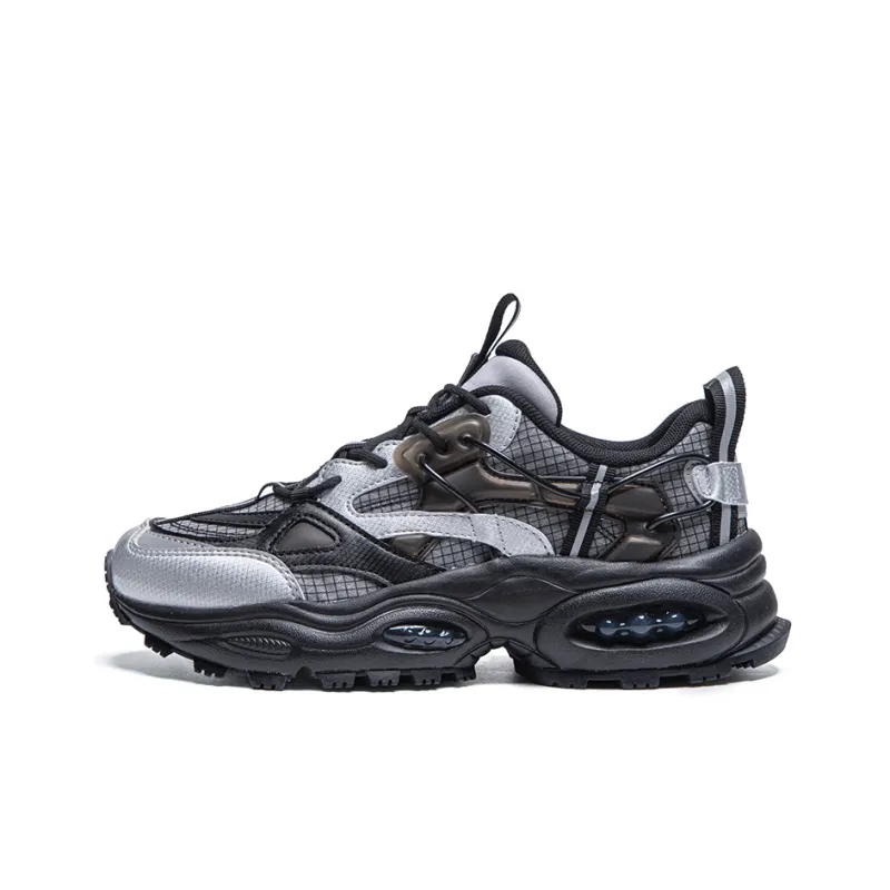 Kappa Cushioning Low Top Chunky Sneakers Unisex Black Silver-0
