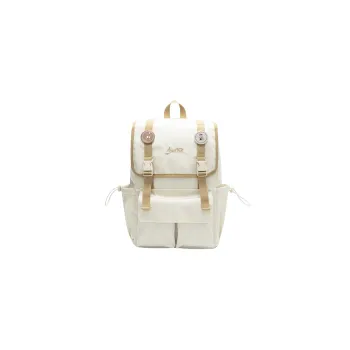 SEM/R Nylon Laptop Backpack Large Size Unisex Cream / Caramel Brown / Black