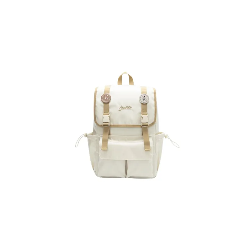 SEM/R Nylon Laptop Backpack Large Size Unisex Cream / Caramel Brown / Black-0