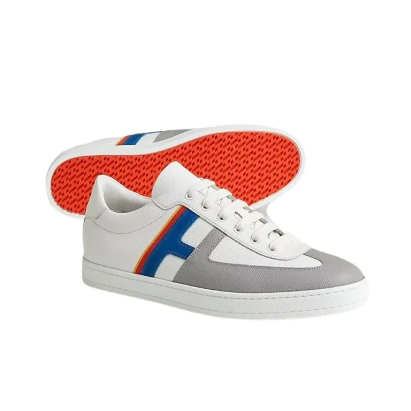 HERMES Boomerang Low Top Skateboard Shoes Men's White-4
