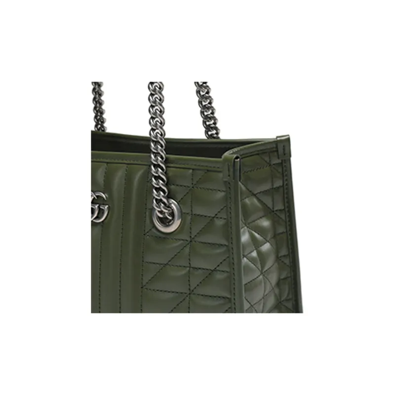 GUCCI MarmontGG Marmont Leather Tote Bag, Shopping Bag, Handbag, Shoulder Bag Small Size Women's Forest Green-7