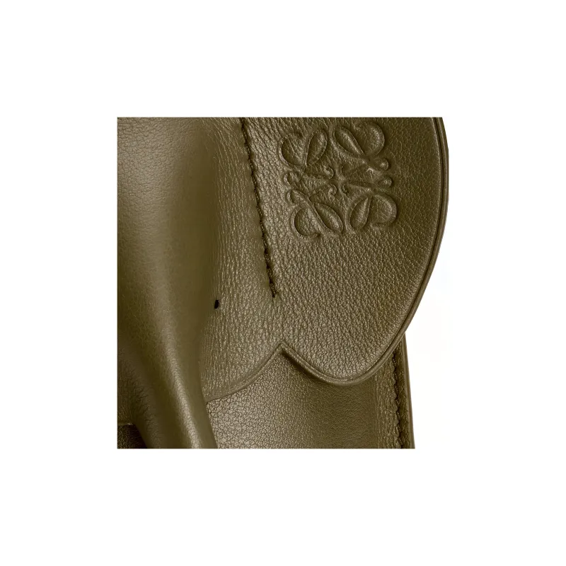 LOEWE Elephant Pocket Cow Leather Cell Phone Pouch Shoulder Bag Crossbody Bag Women's Dark Khaki Green-3