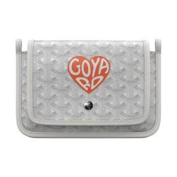GOYARD Plumet Canvas With Leather WOC Envelope Bag Clutch Crossbody Bag Shoulder Bag Unisex White/Orange Heart Edition