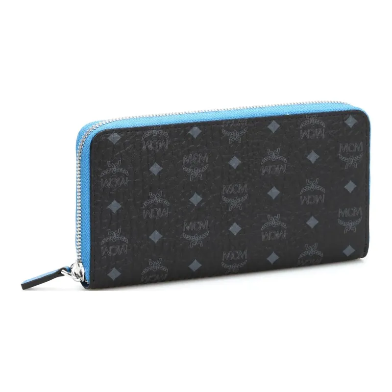 MCM Wallet Visetos Blue Zip Tape Large Black-1
