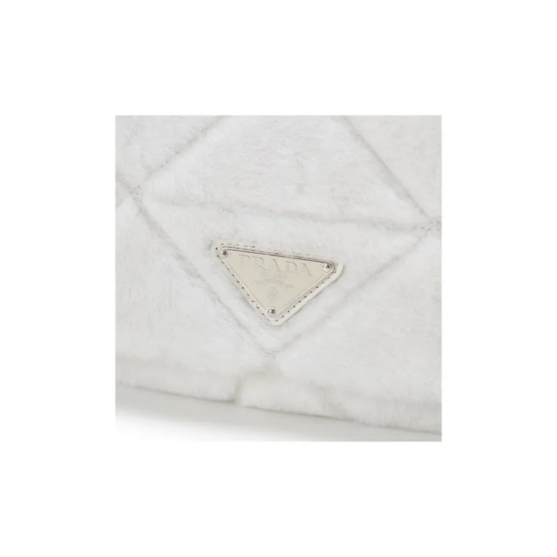 PRADA Shearling Bag Strap Crossbody Bag Shoulder Bag Women's White-6