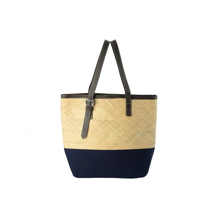 Vivienne Westwood Palm Canvas With Leather Tote Bag, Shopping Bag, Shoulder Bag, Handbag Women's Beige & Marine Blue-2