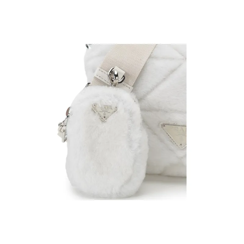 PRADA Shearling Bag Strap Crossbody Bag Shoulder Bag Women's White-7