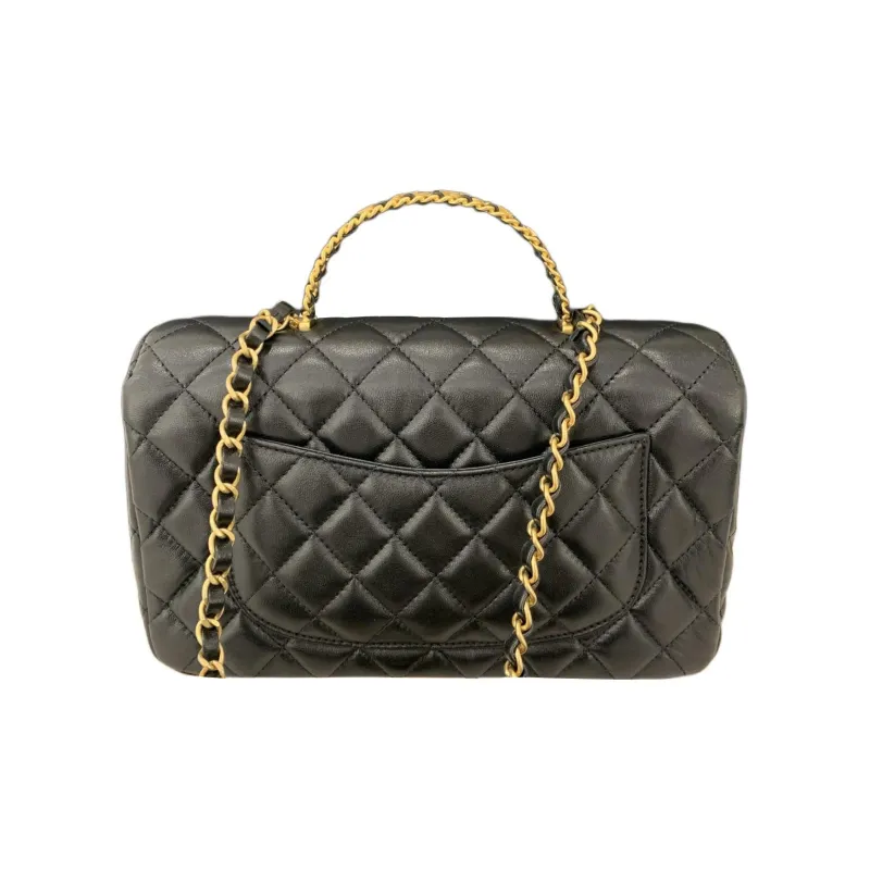 CHANEL Sheepskin Shoulder Bag, Crossbody Bag Trumpets Women's Black-1