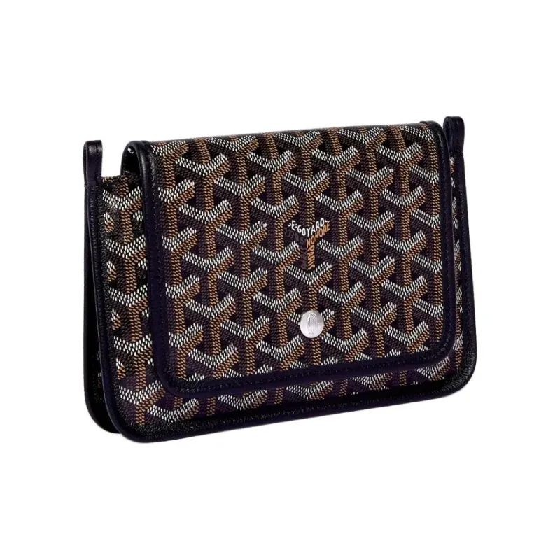 GOYARD Plumet Canvas With Leather Envelope Bag Clutch Crossbody Bag Shoulder Bag Unisex Black/Blue Small Heart Edition-2