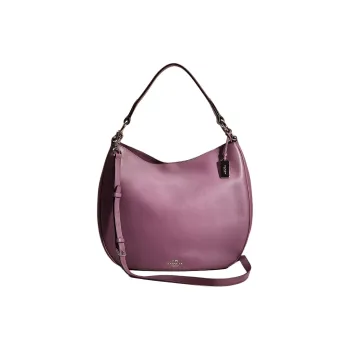 COACH Glove Tanning Handbag Shoulder Bag Crossbody Bag Large Size Women's Silver/Eggplant Purple