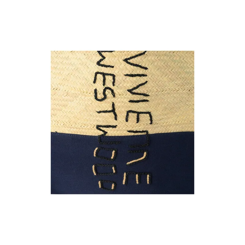 Vivienne Westwood Palm Canvas With Leather Tote Bag, Shopping Bag, Shoulder Bag, Handbag Women's Beige & Marine Blue-6