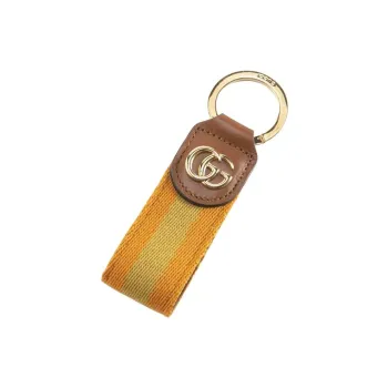 GUCCI Ophidia Canvas With Leather Key Ring Bag Accessories Unisex Orange