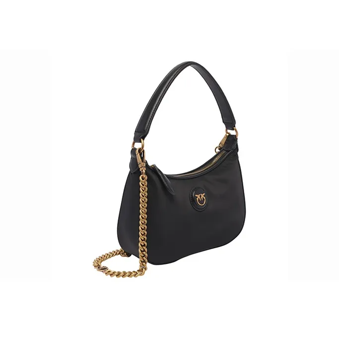 PINKO Half Moon Series Polyamide Crescent Bag Portable Crossbody Bag Shoulder Bag Mini Women's Black-3