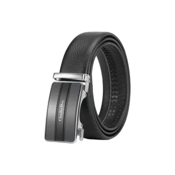 Chrisdien Deny Business Automatic Buckle Head Casual Pants Belt Cow Leather Belt Men's Black Width  3.8cm