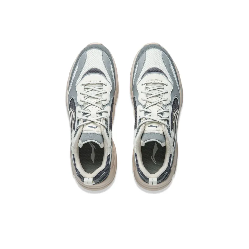 LiNing Clouds Thicker Bottom Increases Cushioning Wear Resistant Low Top Casual Shoes Men's Gray-3