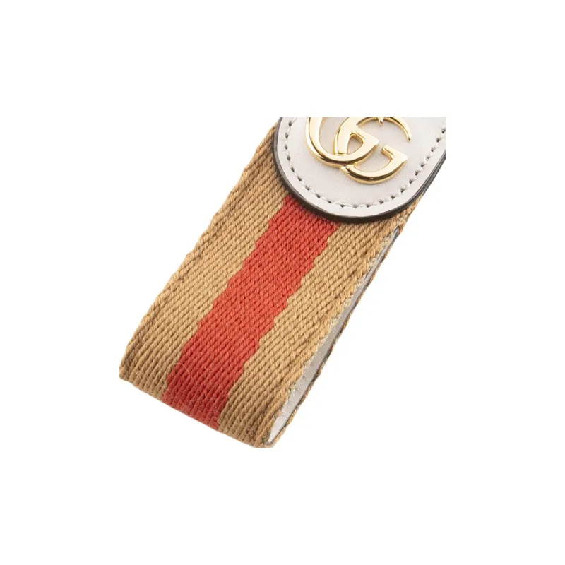 GUCCI Ophidia Canvas With Leather Key Ring Bag Accessories Unisex Beige-2